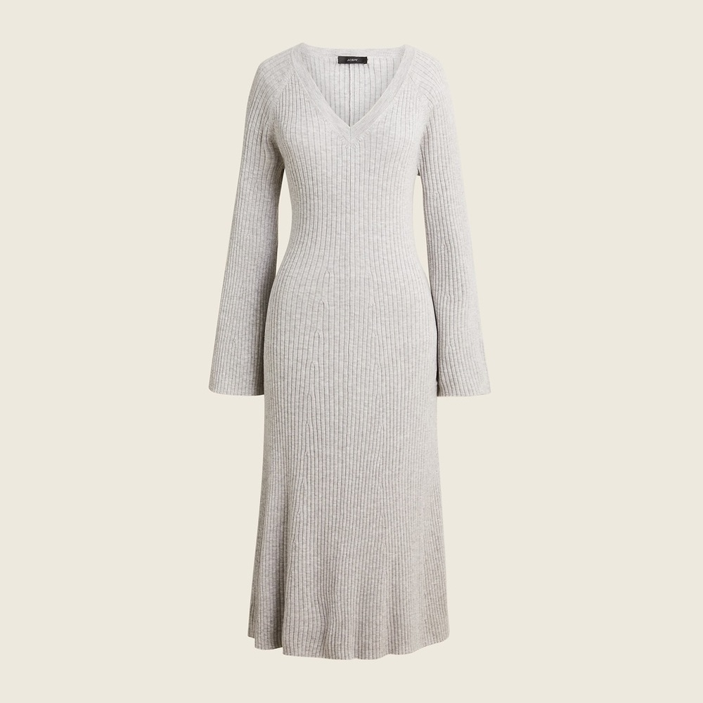 J CREW SILK BLEND V NECK SWEATER DRESS LONG SLEEVE DOVE GRAY NWT SZ MED - Picture 4 of 4